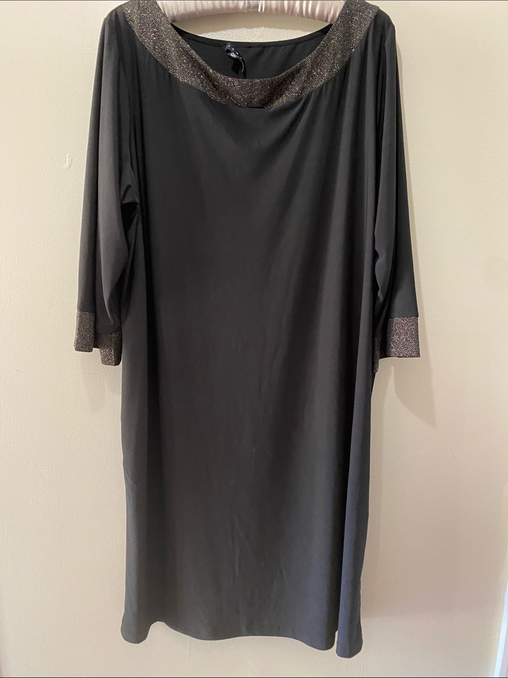 Tiana B. Black Long Sleeve Dress with Metallic Trim
